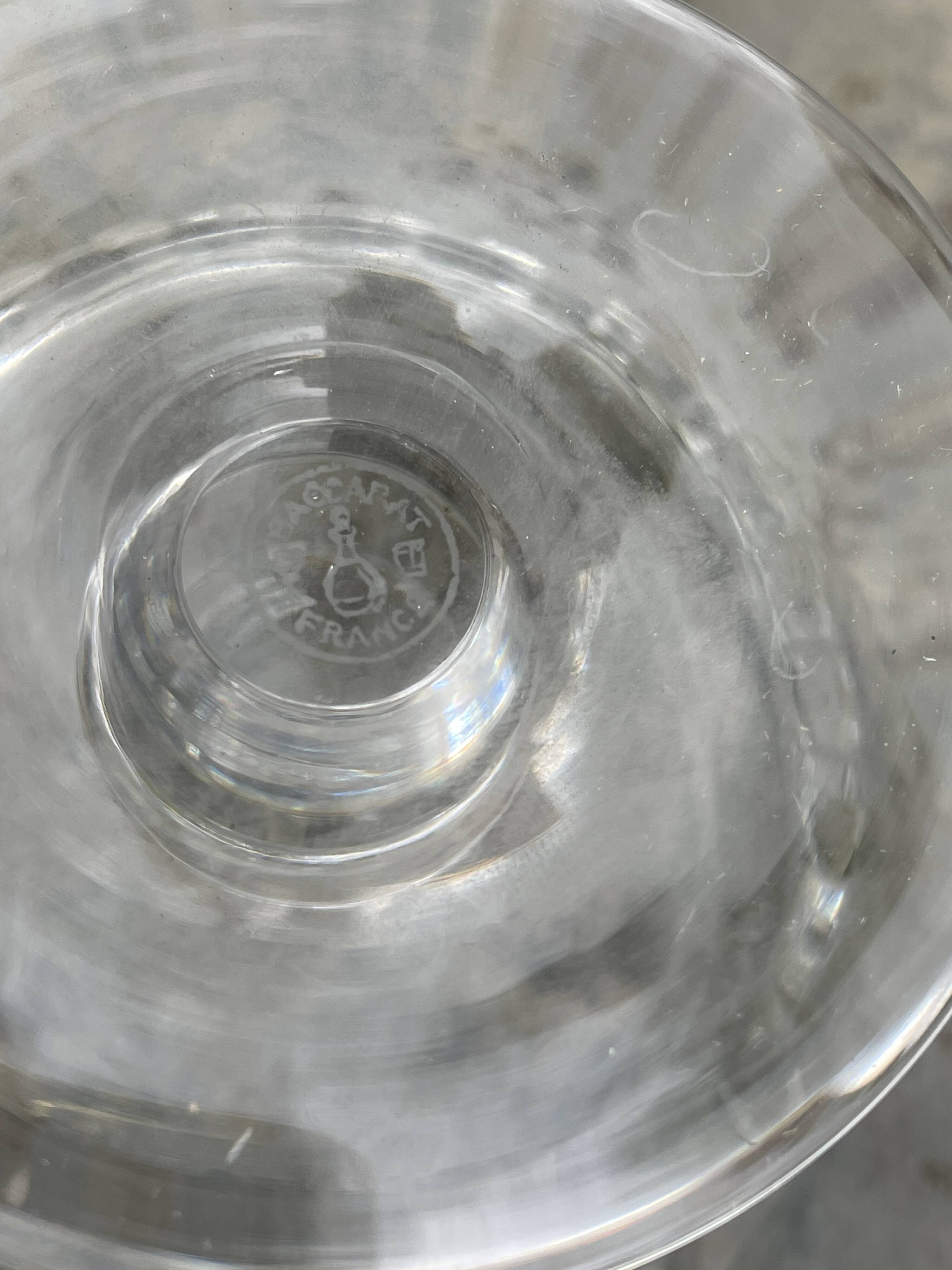 Set of 8 Baccarat crystal glasses and bowls, Mazamet model