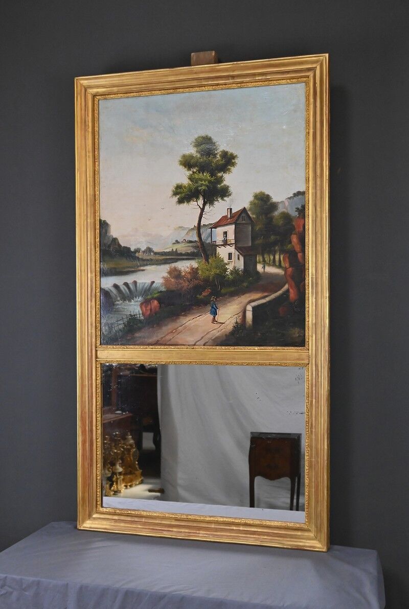 Miroir trumeau en bois doré, style Louis XVI – 1900