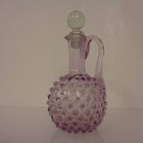 Italian pink bubble glass decanter with stopper, 1960s