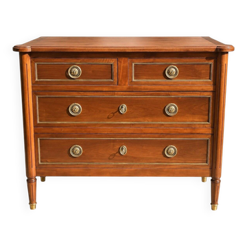 Commode Style Louis XVI – Gaston Boulay 1984 – Merisier Massif