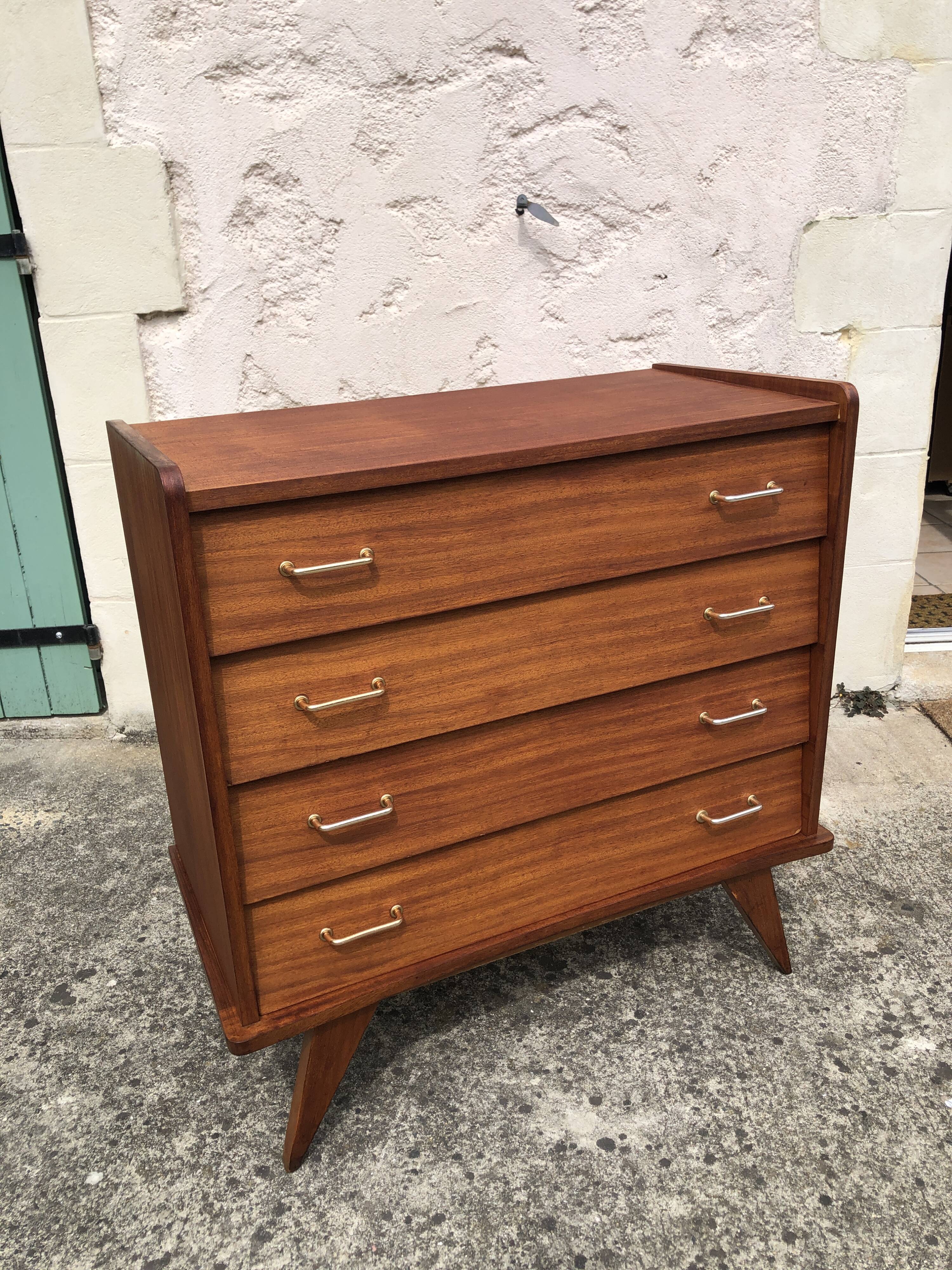Commode vintage scandinave, pieds compas