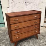 Scandinavian vintage chest of drawers, compass feet