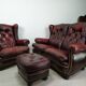 Chesterfield sofa and armchair