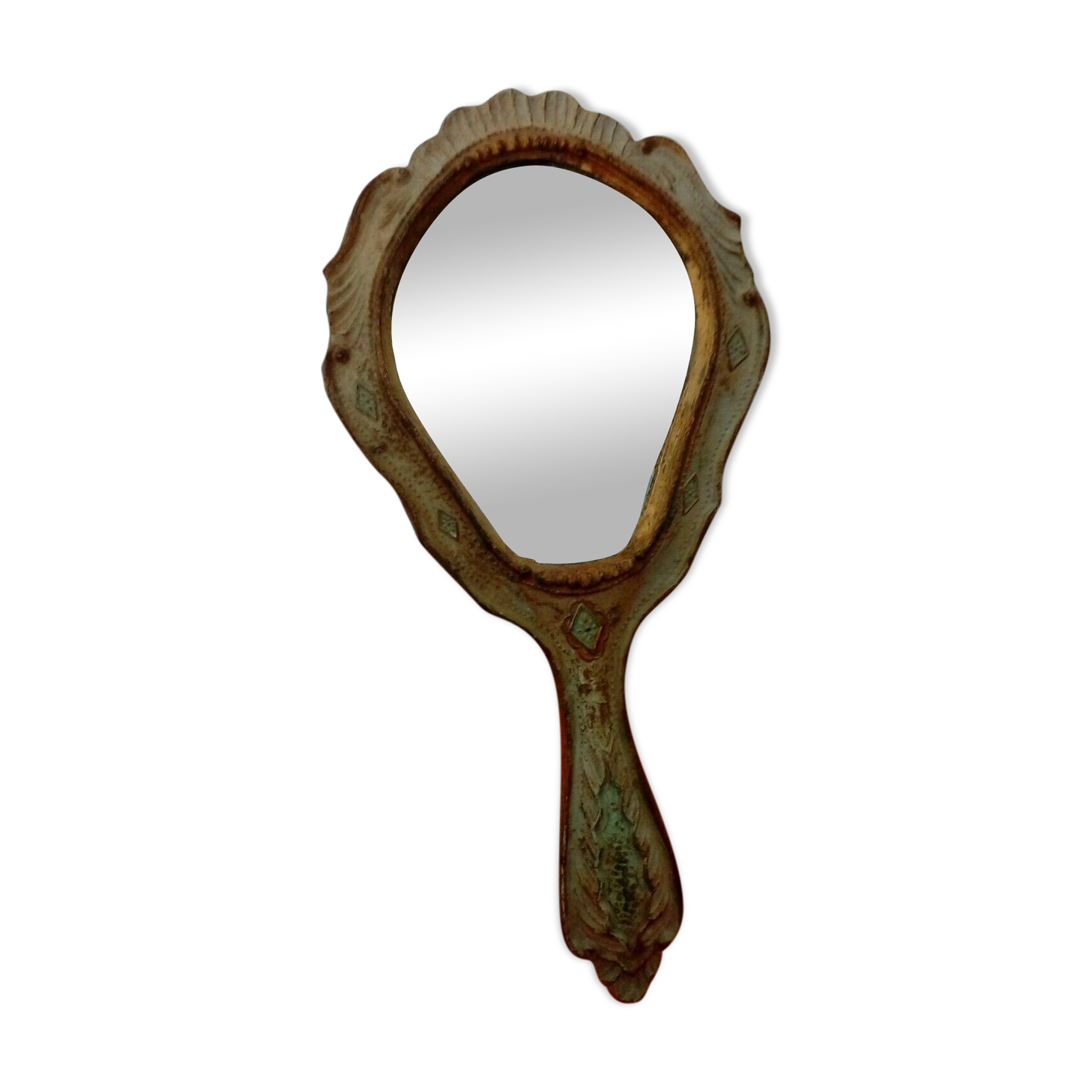 Hand-facing mirror in composite wood dore wood