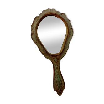 Miroir face à main en bois composite bois doré