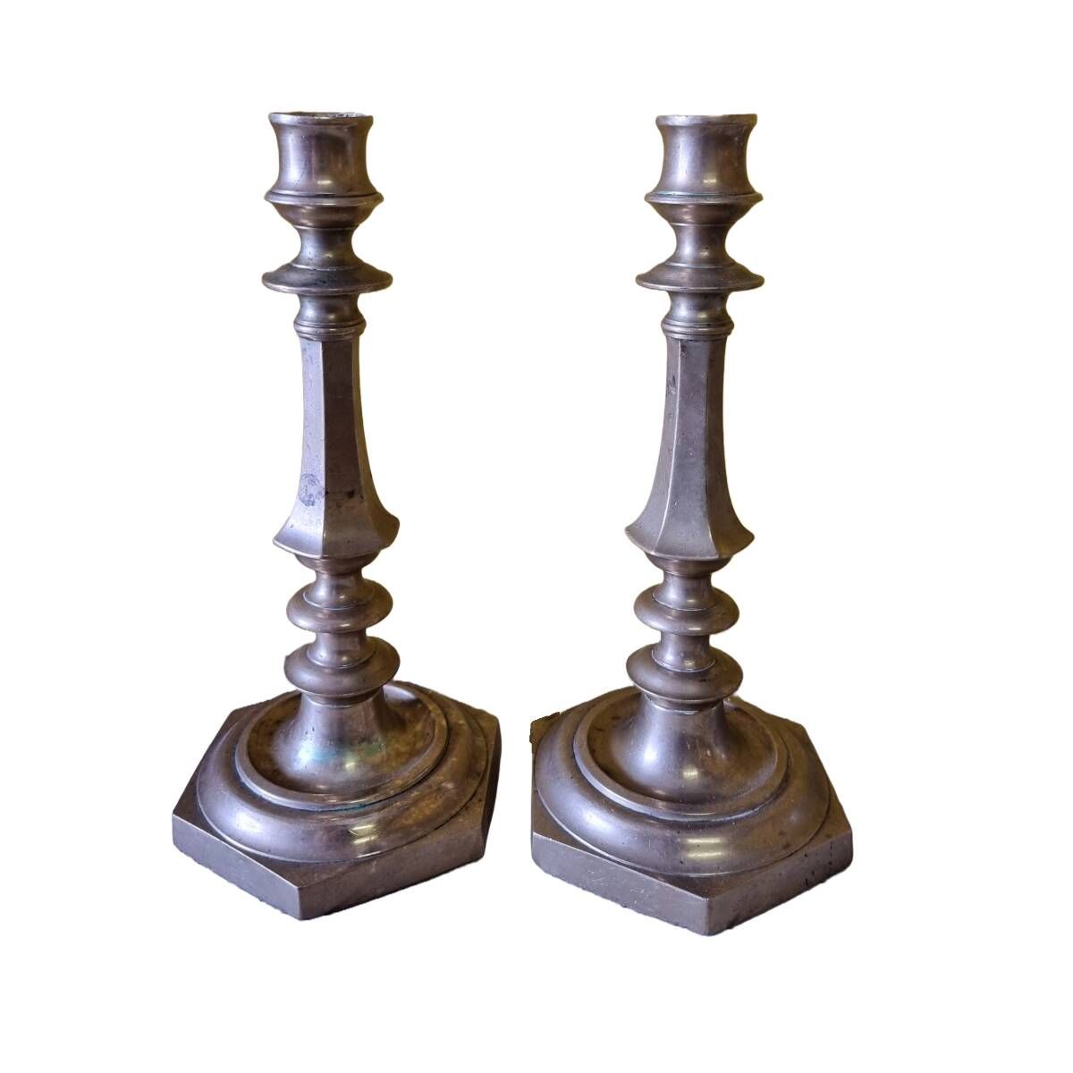 Pair of french brass candlesticks, 2nd half of the 19th century
