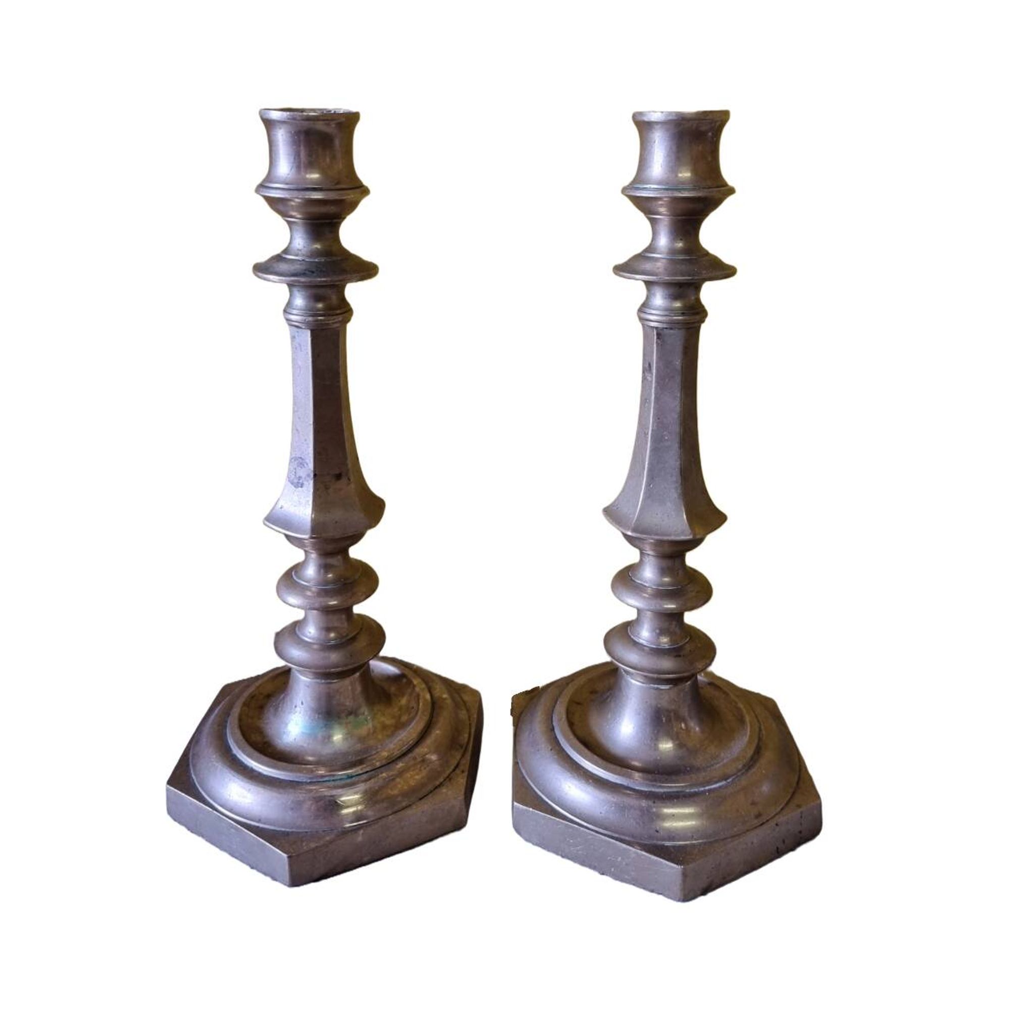 Pair of french brass candlesticks, 2nd half of the 19th century