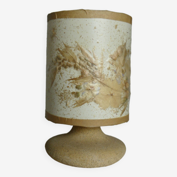 Small stone lamp (Travertine), dried flower lampshade Vintage 1960-70