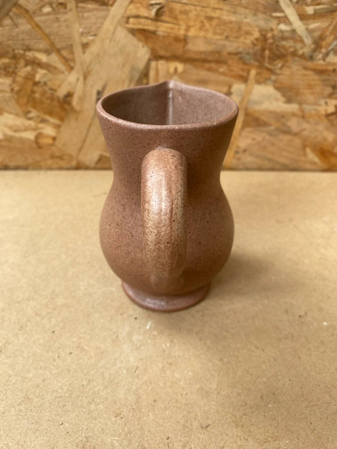 Antique VILLENAUXE Champagne Pitcher in Beige Ceramic Vintage