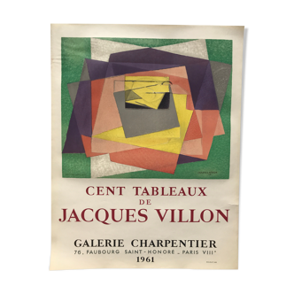 Exhibition poster in lithograph by Jacques Villon, Galerie Charpentier, 1961