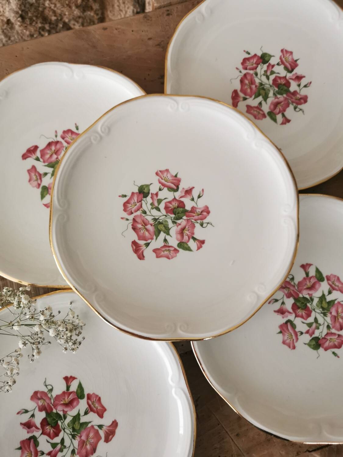6 gien dessert plates, liseron