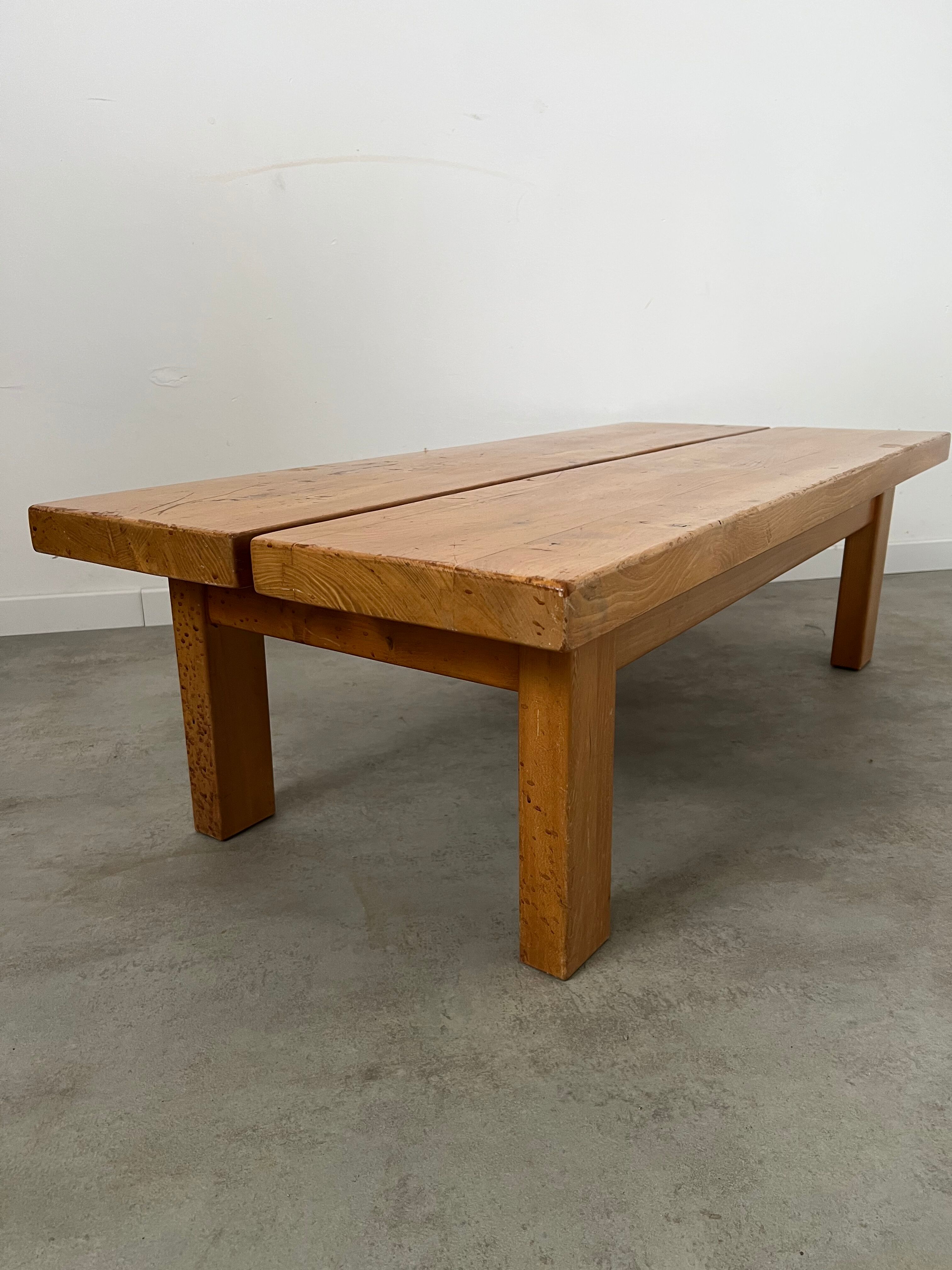 Solid elm wood coffee table 60s