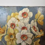 Table Oil on canvas The bouquet of Daffodils (Flowers) signed L Geral
