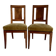 Paire de chaises en bois et velours côtelé vert de style Directoire