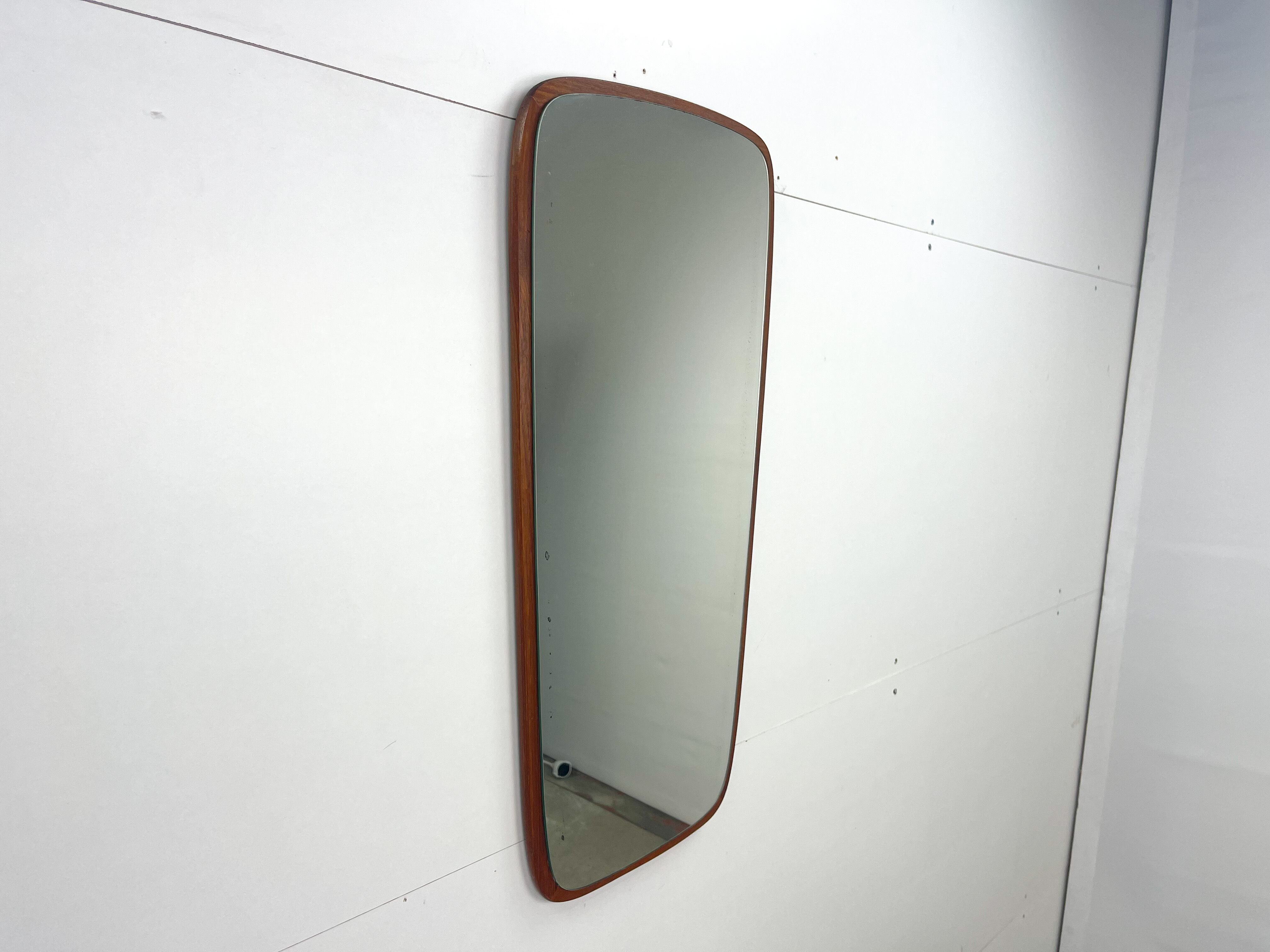 Miroir avec bord en teck de bois