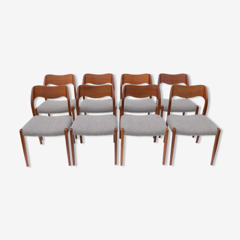 Set of 8 teak chairs model 71 Arne Hovmand Olsen for Niels Moller 60/70