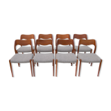Lot de 8 chaises modèle 71 Arne Hovmand Olsen pour Niels Moller années 60/70