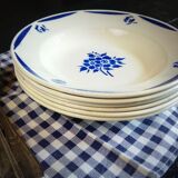 6 assiettes creuses motif fleur bleue - badonviller