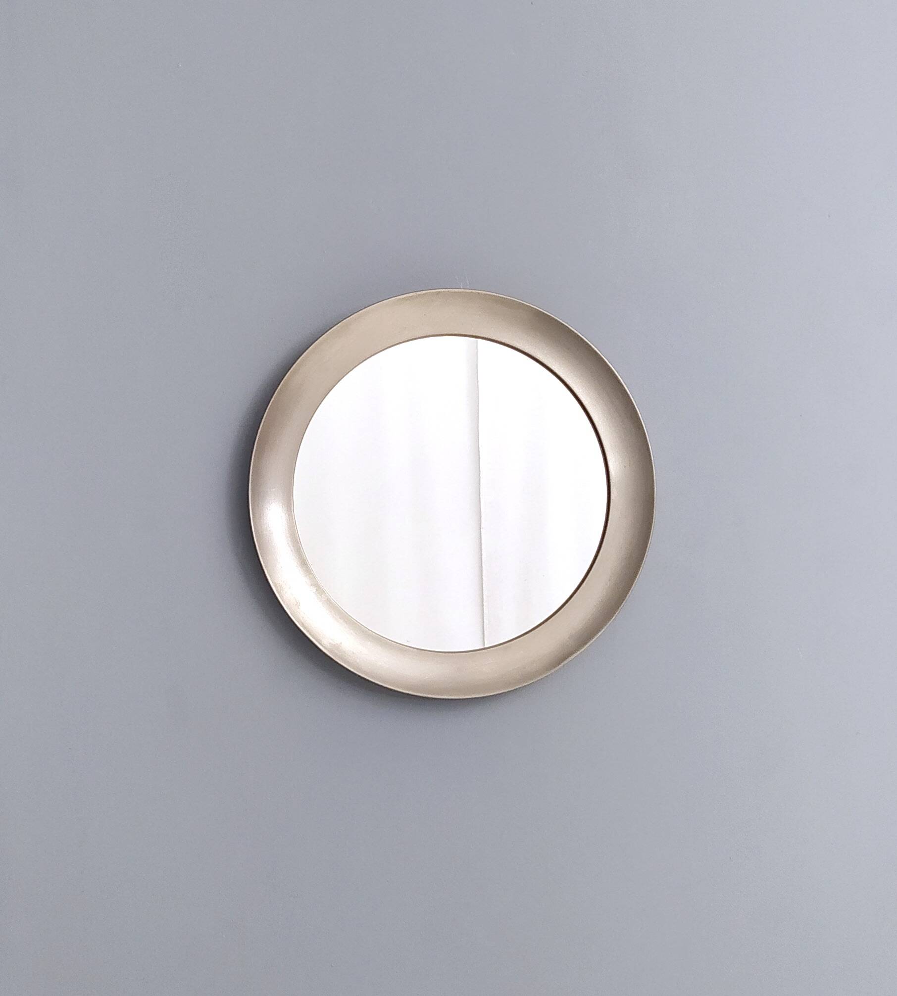 Round Narciso Mirror with Steel Frame by S. Mazza for Artemide, Italy