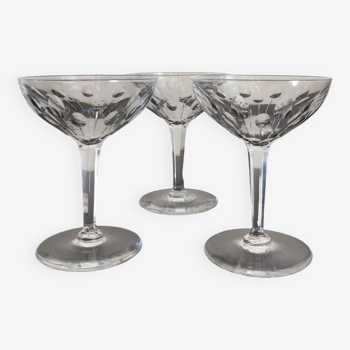 3 coupes à champagne - cristal st lambert modèle nestor hamlet - art déco.vintage 1940