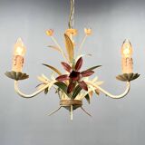Vintage Metal Floral Chandelier, France, 1970's