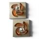Pair of sculptural wall lights in moulded glass and metal