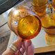 8 Vereco Daisy cups – amber glass – 1970s
