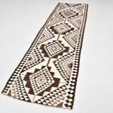 3x10 Brown Beige Persian Kilim Runner Rug, 97x324Cm
