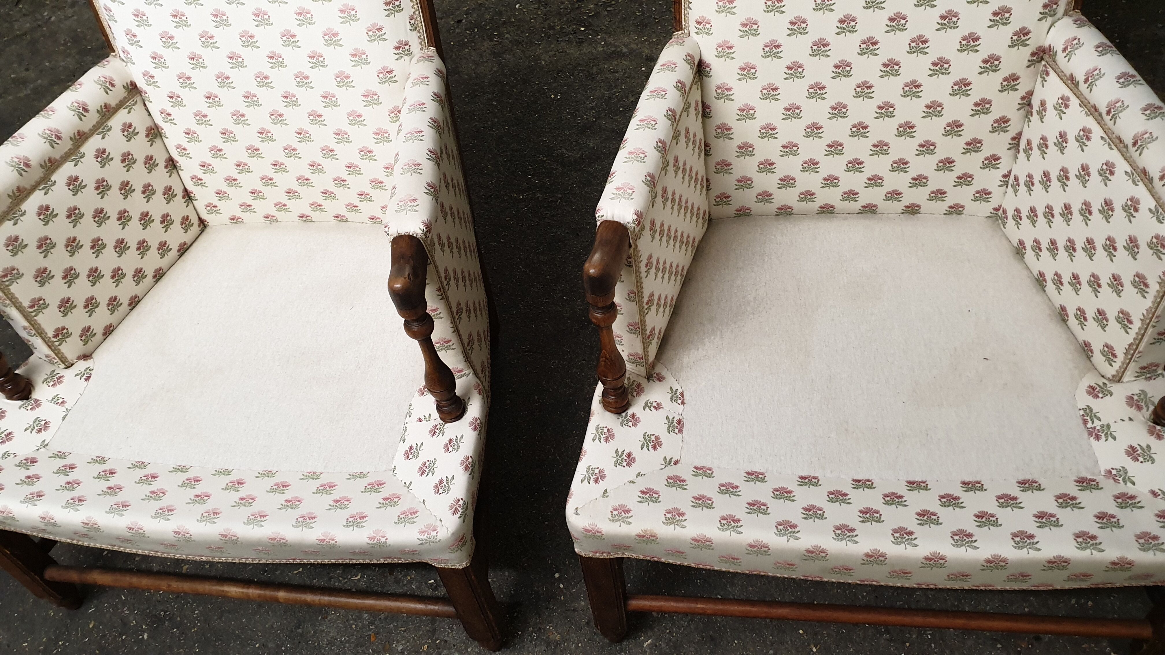 Pair of seventies shepherd armchairs