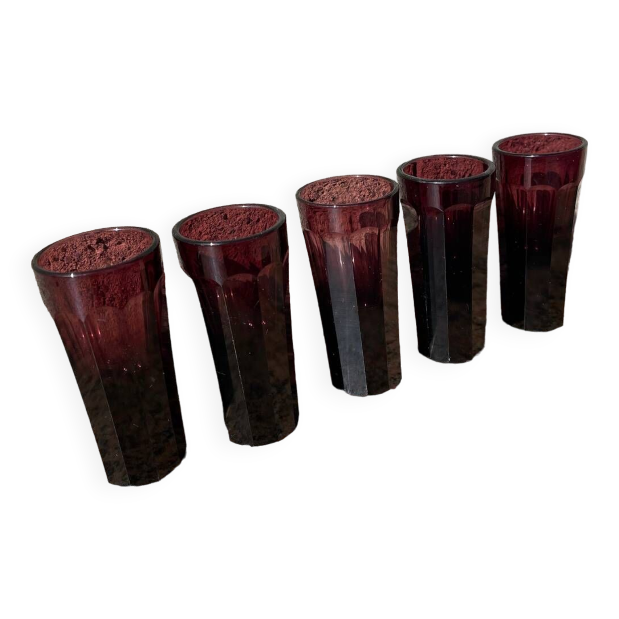 5 old liquor glasses