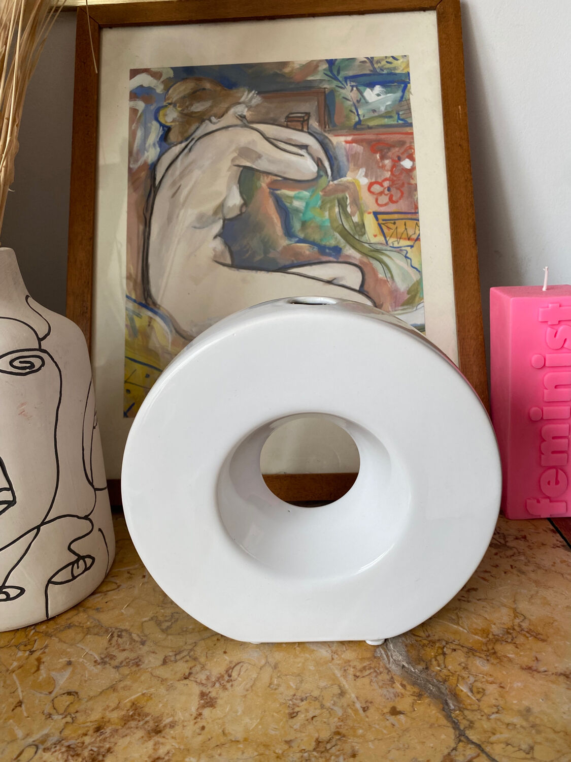 Round vintage ceramic vase