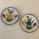 Set of 2 Saint-Clément earthenware saucers – Hand-painted floral design