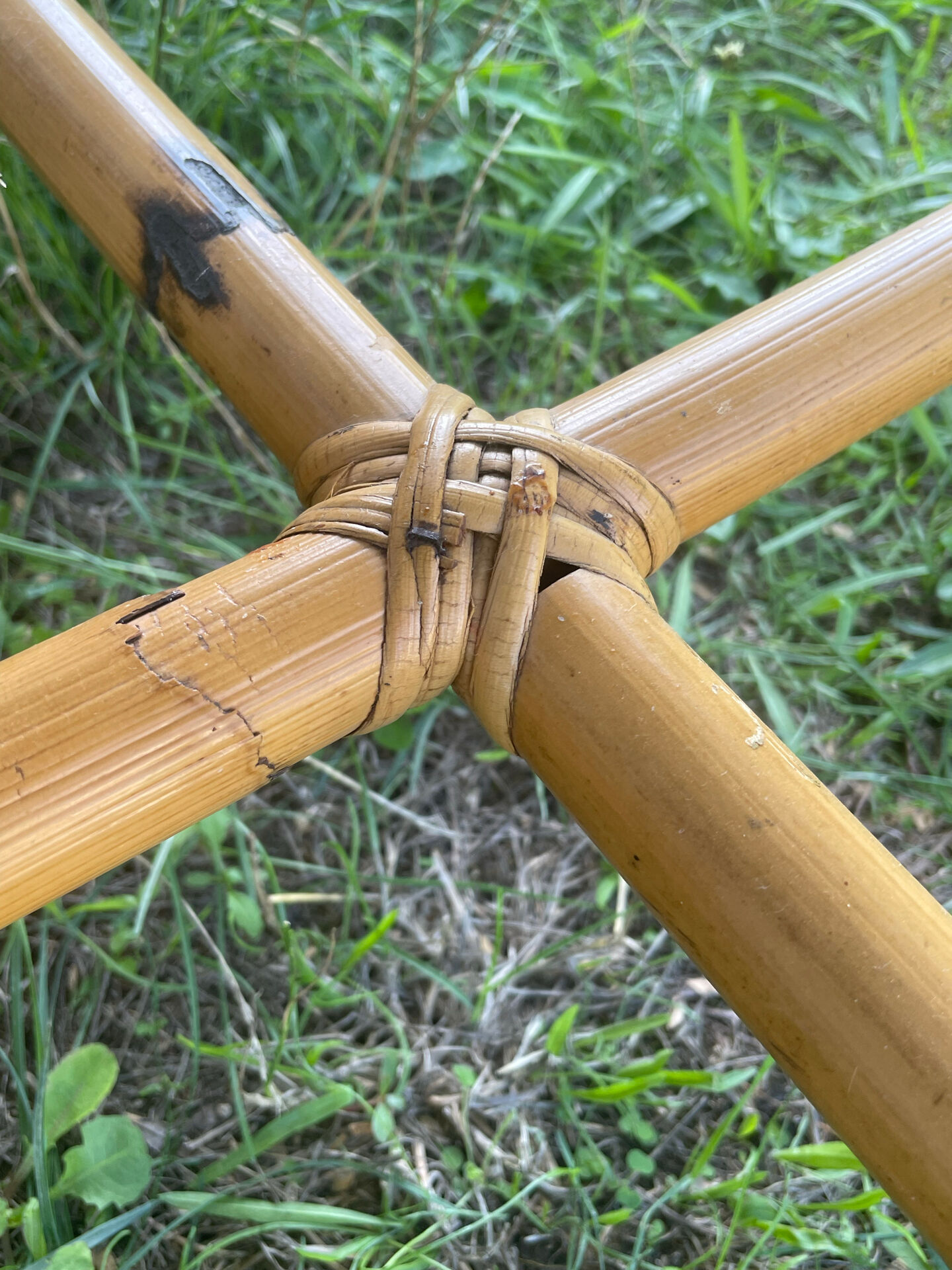 4 tabourets vintage bambou et rotin – années 60/70