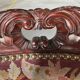 Antique mahogany wood upholstery armchair