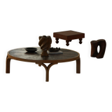 Danish coffee table from the mid-20th century, wooden frame and ceramic tiled top.