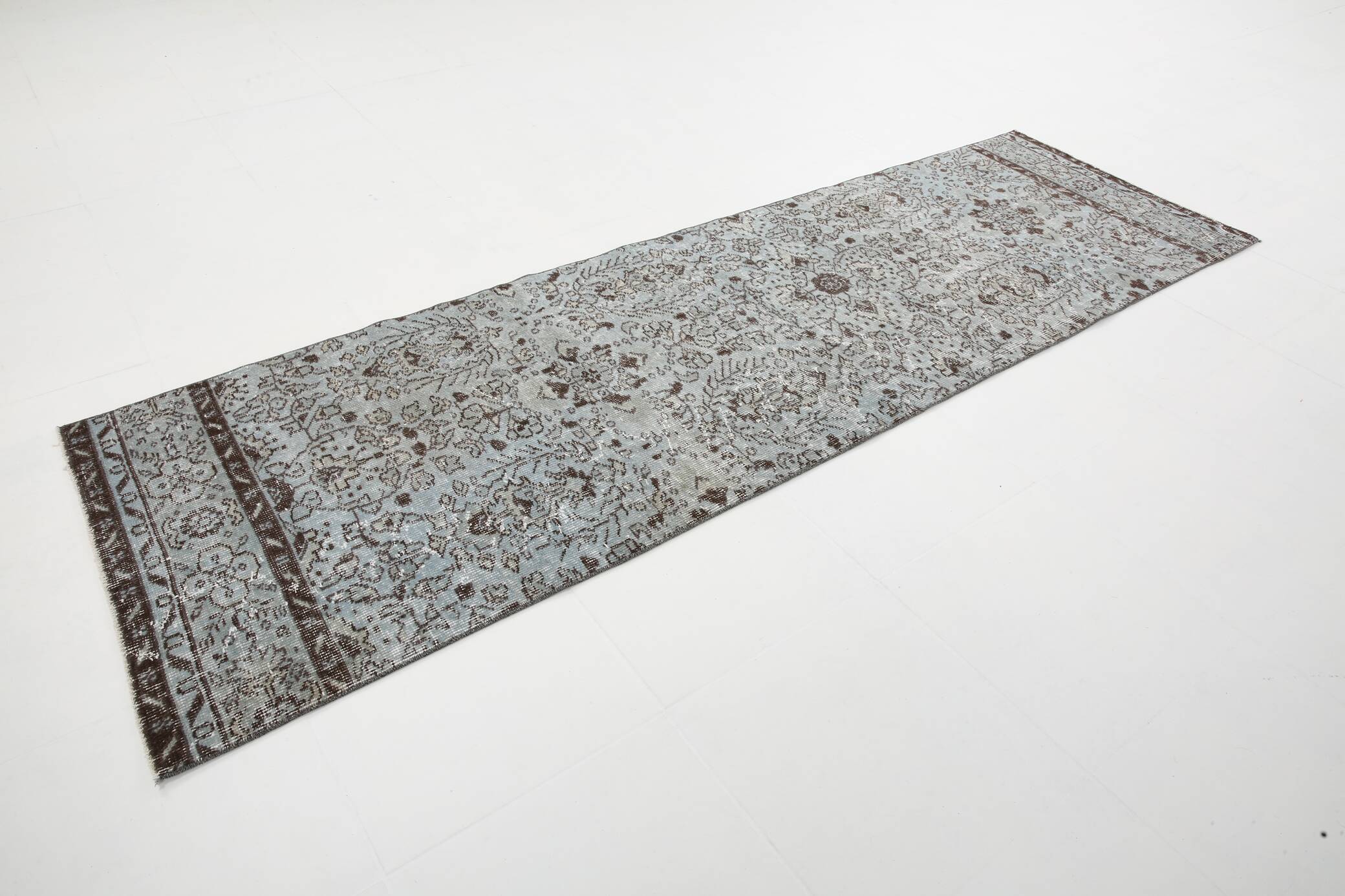 3x9 Rug For Kitchen Gray Vintage Runner Rug, 82x266Cm SK 3397