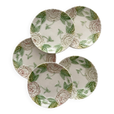 5 antique plates in majolica with a rose design