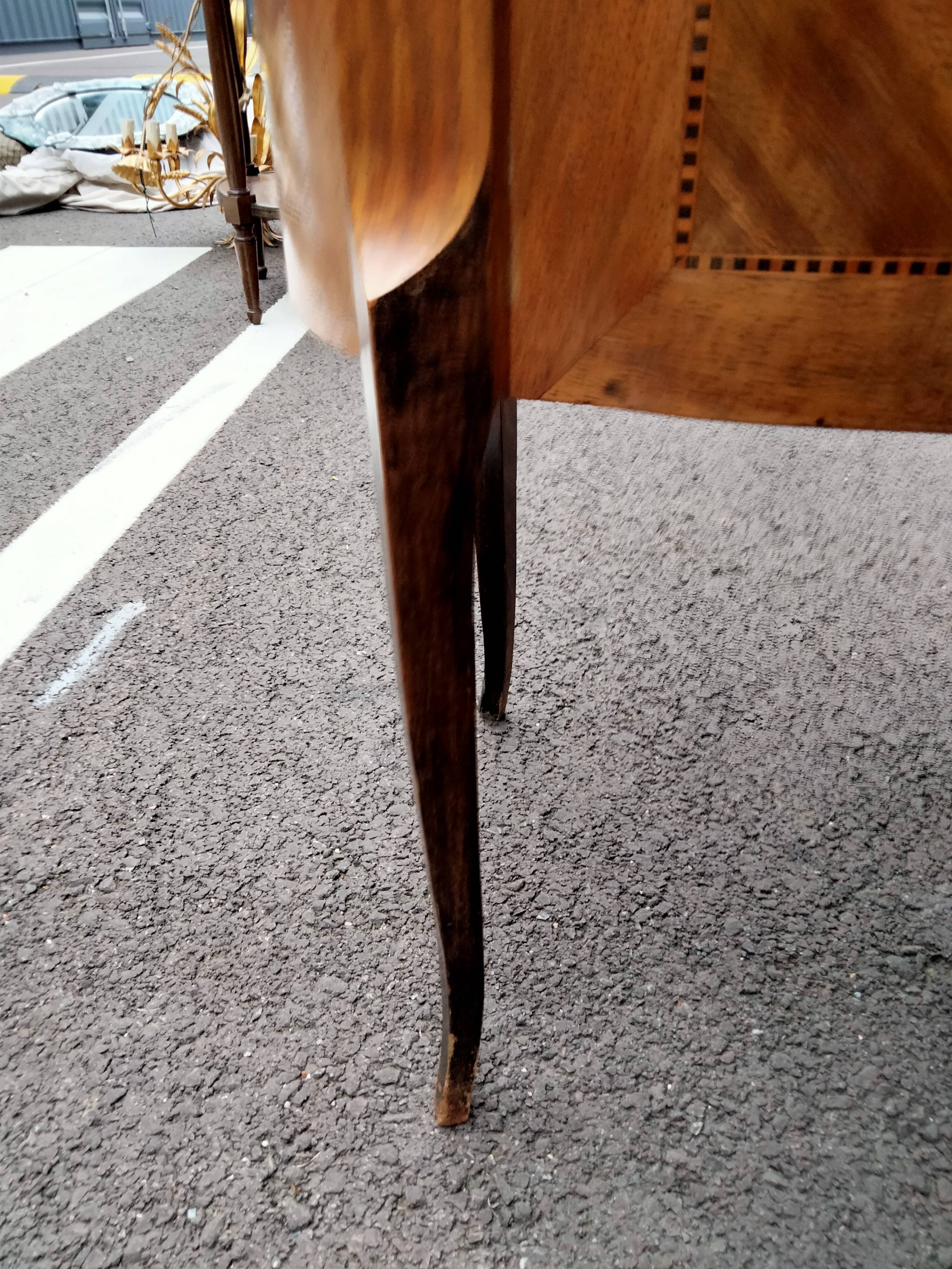 Chest of drawers old marquetry marble top style louis xvi