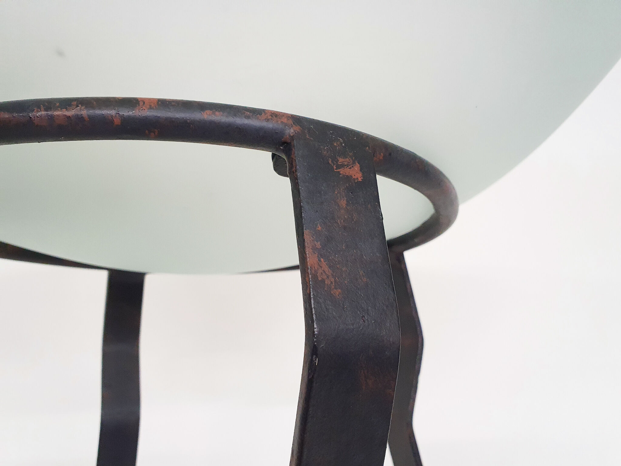 Italian floor light in iron, stone and glass