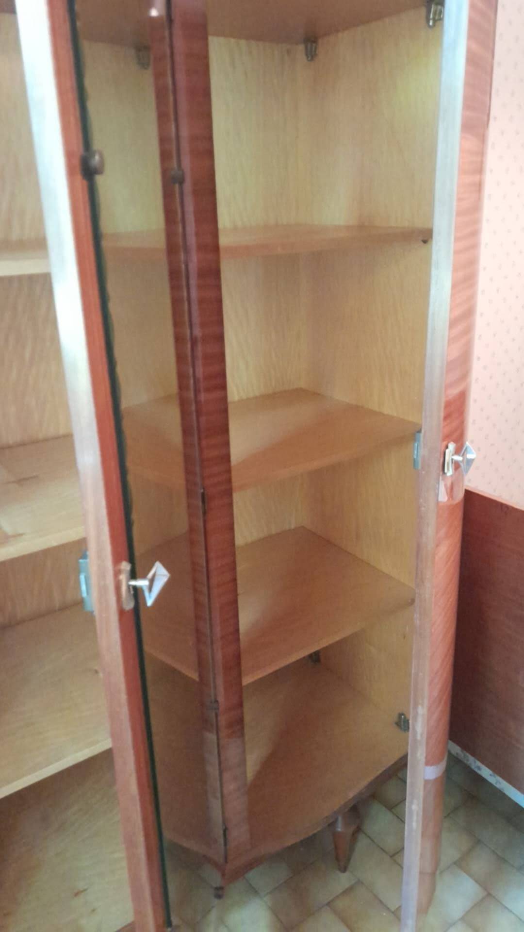 Large vintage wardrobe from the 50s/60s in wood with a mirror.