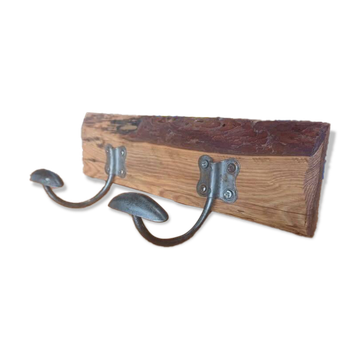 Patère vintage bois massif et métal