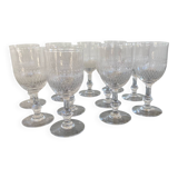 11 chiseled crystal wine glasses