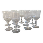 11 chiseled crystal wine glasses