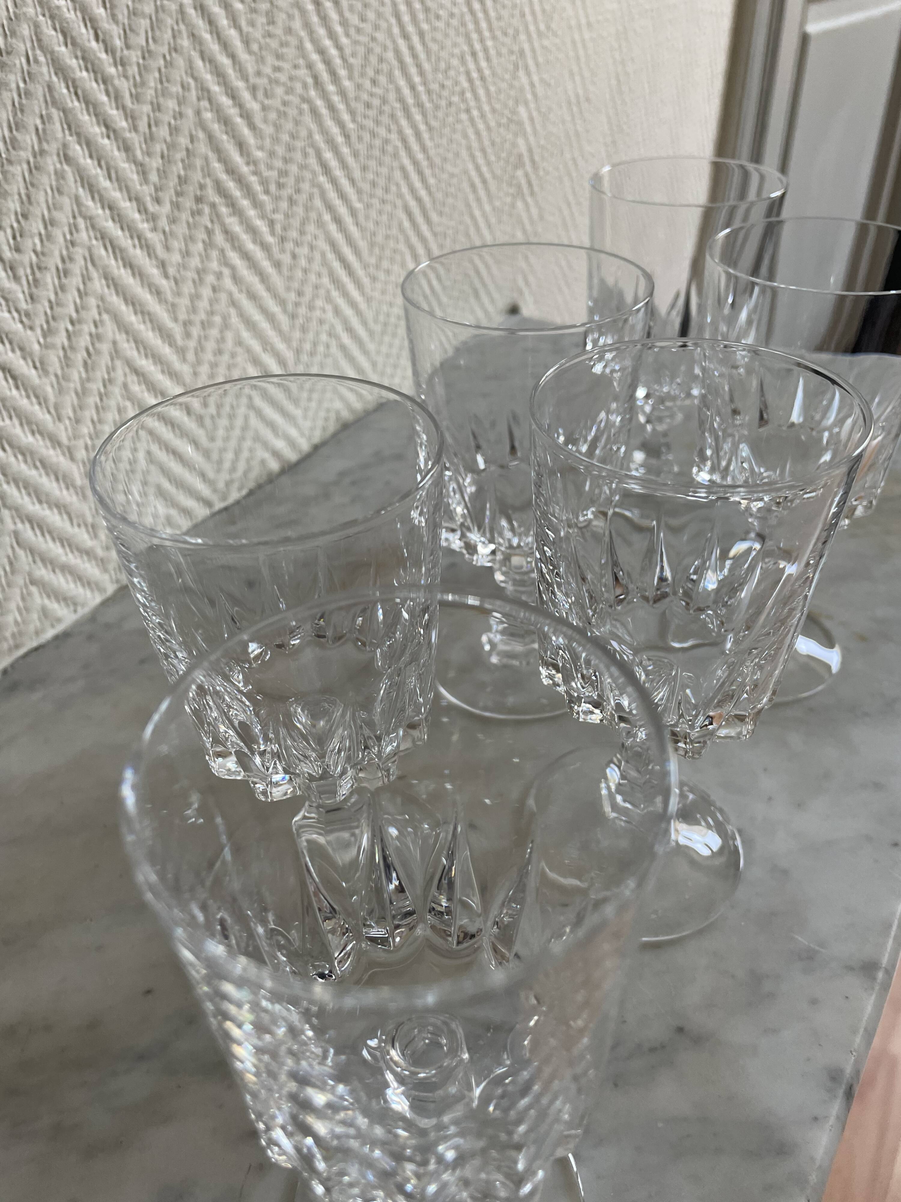 Set of six Bayel Champagne crystal stemmed glasses