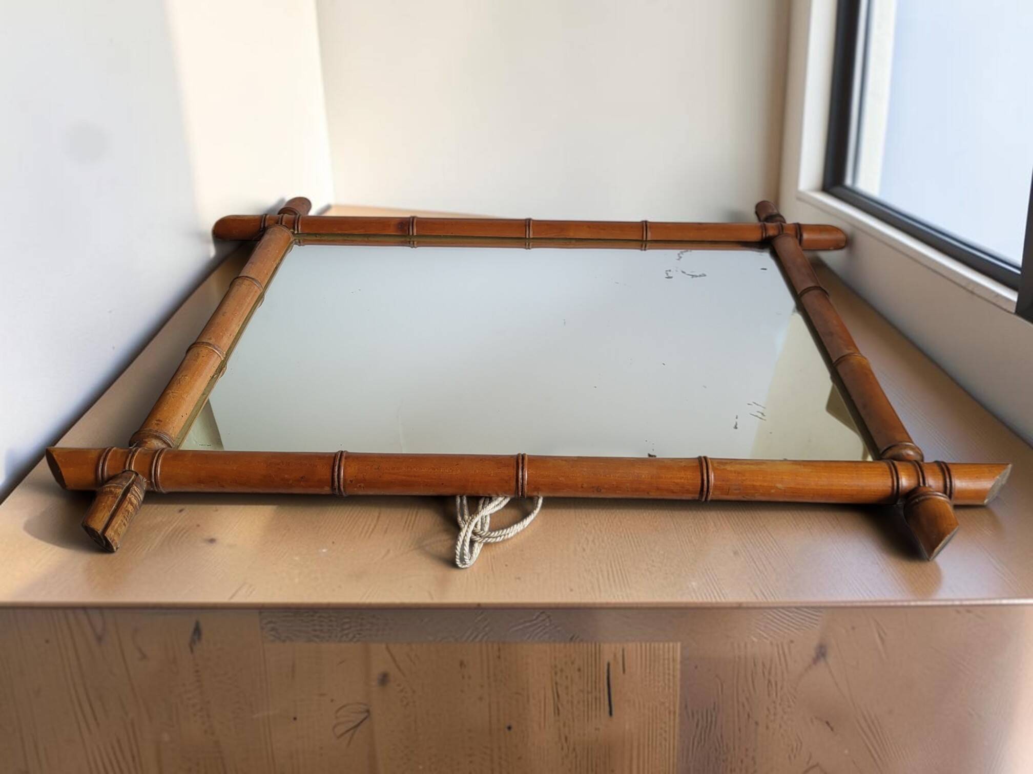 Wooden mirror turned in a bamboo style 58*73 cm