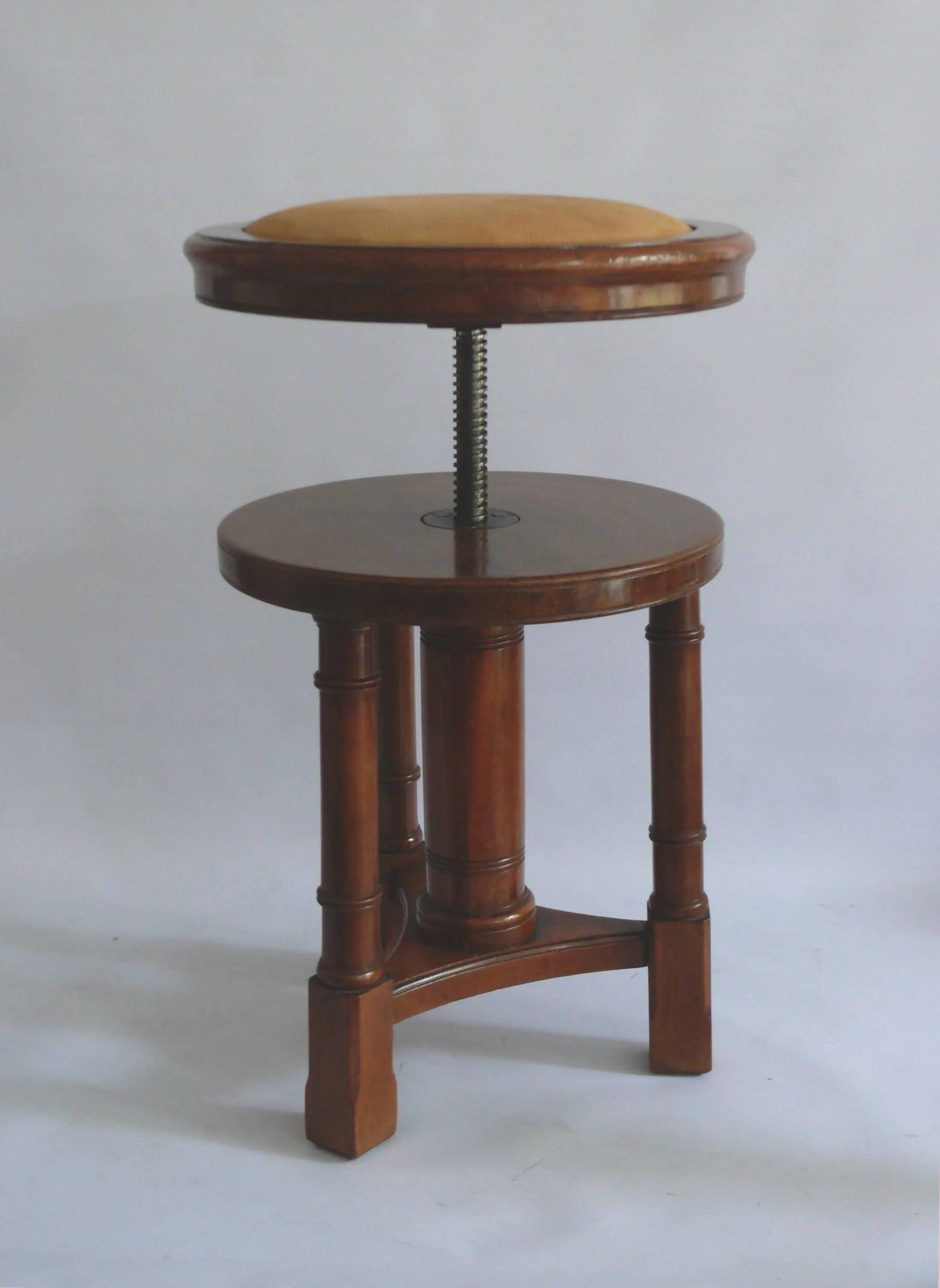 Solid wood, upholstered piano stool - Germany, first half of the 20th century