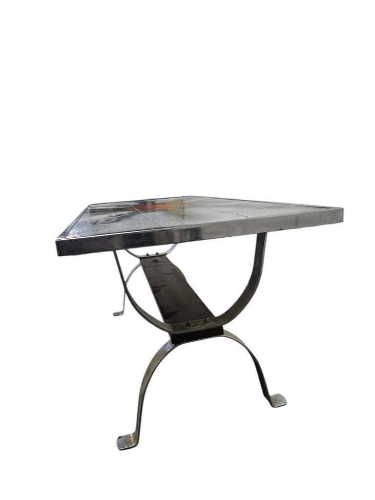 Vintage space age coffee table with chrome frame
