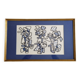 Sérigraphie d'après Jean Dubuffet, Totems, années 70, cadre de 29 x 47 cm