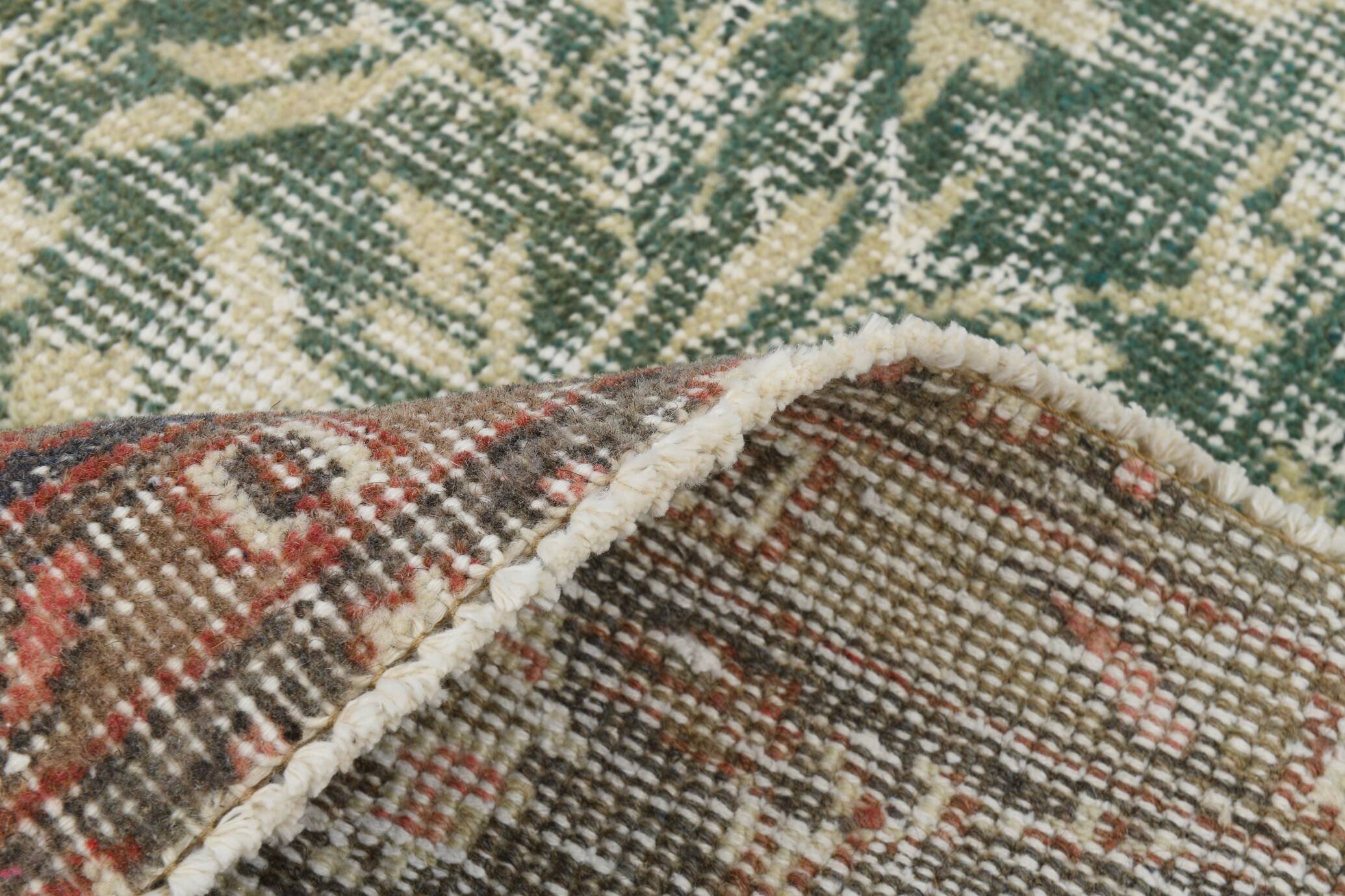 Green Beige Medallion vintage turkish Rug, hand made vintage carpet