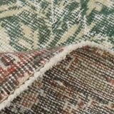 Green Beige Medallion vintage turkish Rug, hand made vintage carpet